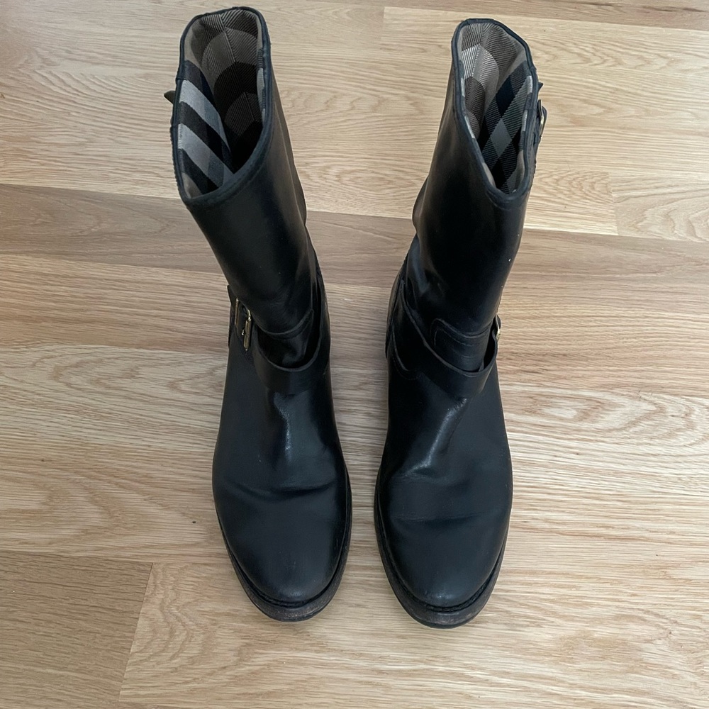 Burberry Winfield Black Leather Moto Biker Boot Size 38. - Picture 3 of 7
